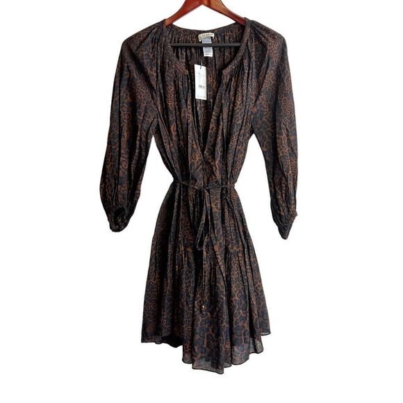 JETS AUSTRALIA BY JESSIKA ALLEN Size Small Gathered leopard-print cotton dress - Picture 2 of 7